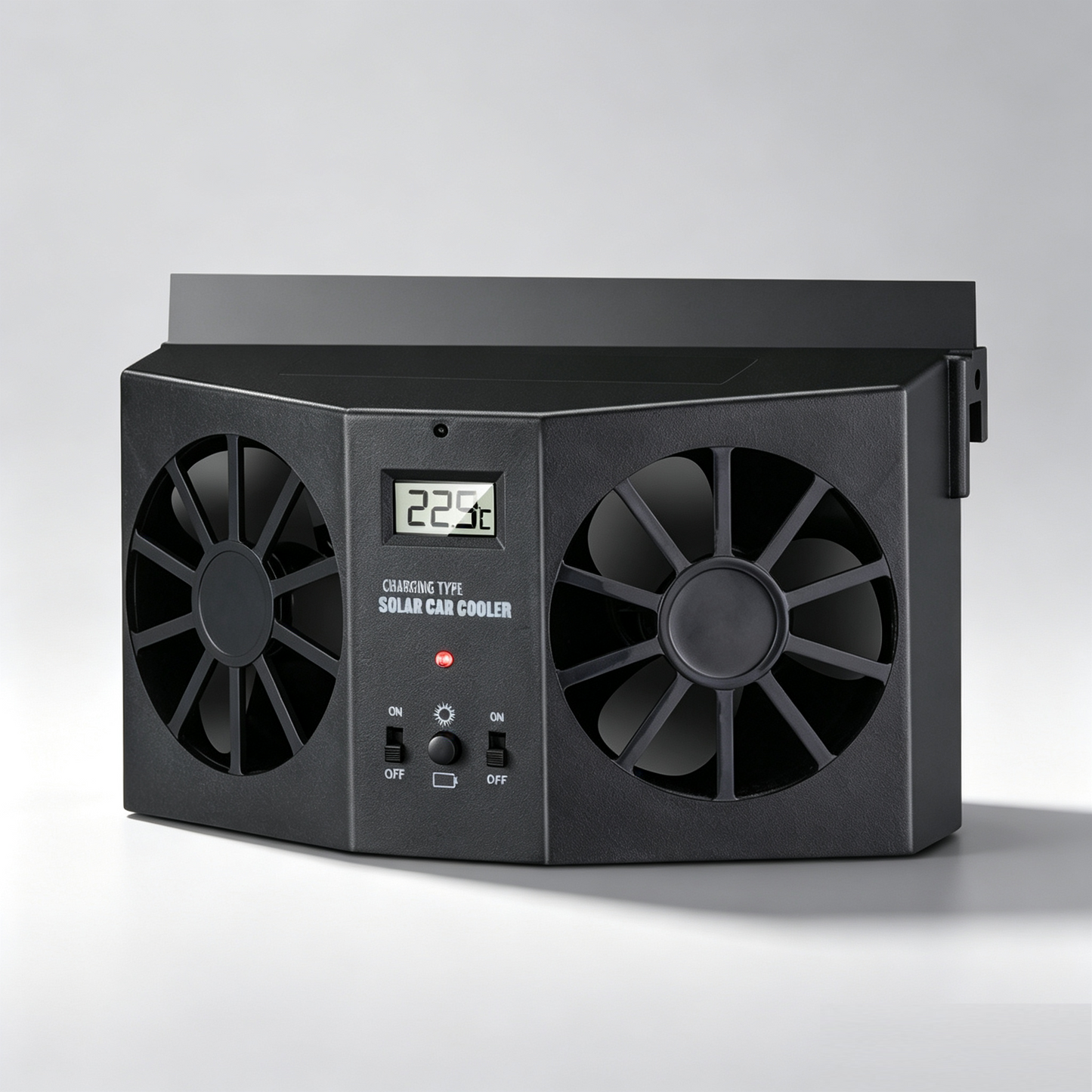 Solar‑Powered Dual‑Fan Car Cooling Exhaust Fan with LCD Temperature Display