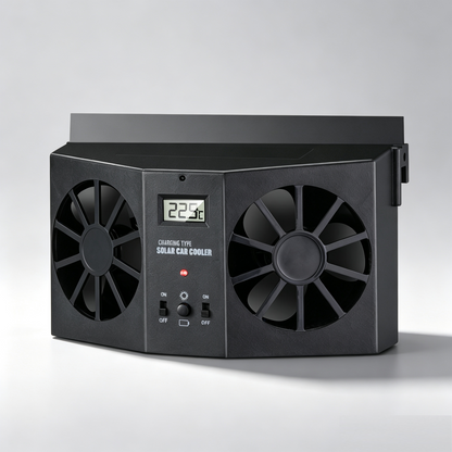 Solar‑Powered Dual‑Fan Car Cooling Exhaust Fan with LCD Temperature Display