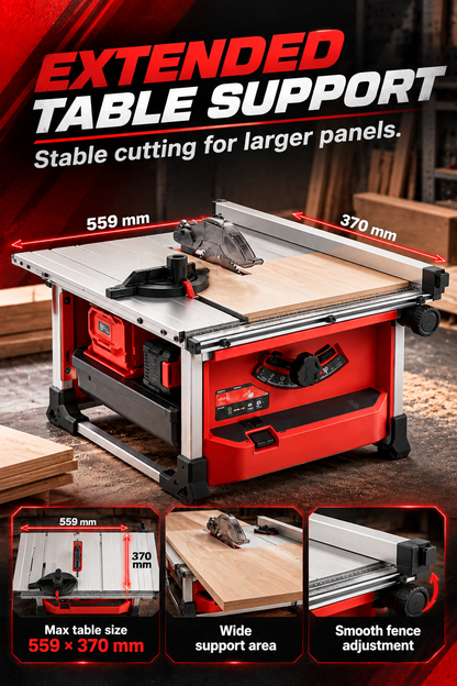 Cordless Brushless Table Saw, 0-45° Bevel Cut Portable Table Saw with 95% Dust Collection, 3 Batteries & Charger