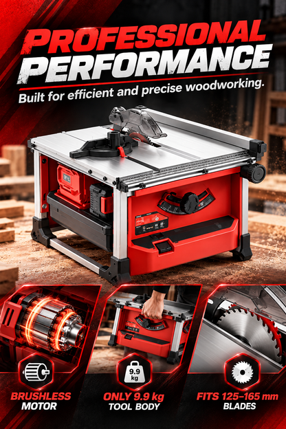 Cordless Brushless Table Saw, 0-45° Bevel Cut Portable Table Saw with 95% Dust Collection, 3 Batteries & Charger