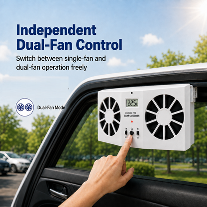 Solar‑Powered Dual‑Fan Car Cooling Exhaust Fan with LCD Temperature Display